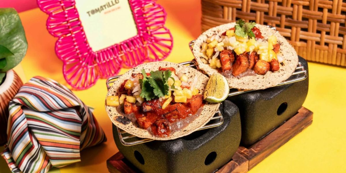 Tacos with pineapple cilantro and lime